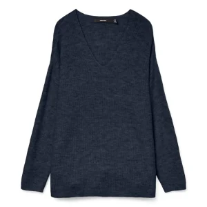 Vmcrewlefile Ls V-neck Blouse Noos - Navy