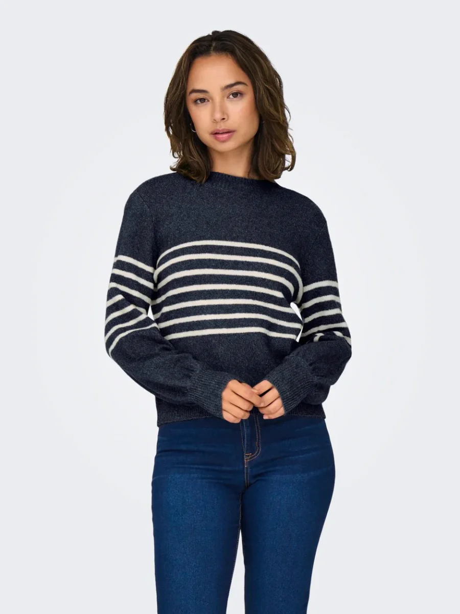 Jdylayla L/s Hn Stripe Pullover Knt - Blauw Dessin - Afbeelding 3