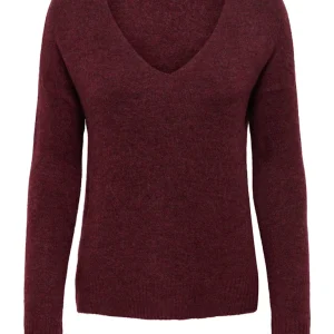 Jdyelanora L/s V-neck Pullo. Knt Noos - Rood