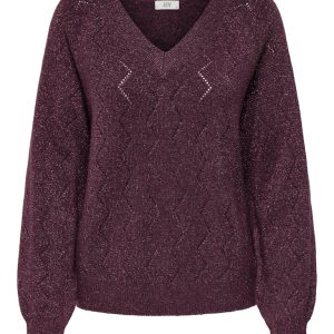 Jdyaspen Life Ls V-neck Pullover Knt - Bordeaux