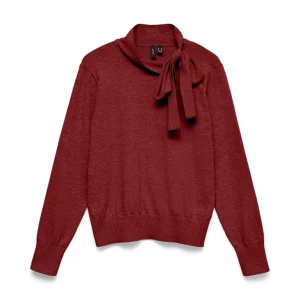 Vmnina Bow Ls Knit Pullover Exp - Bordeaux