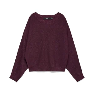 Vmhappyglitter Ls O-nk Batwing Pullo Boo - Bordeaux