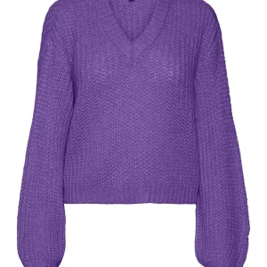 Vmthunder Ls V-neck Pullover Ga Bf - Paars