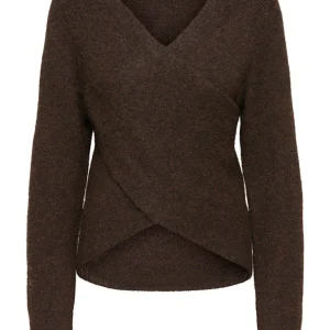 Onlzaggie Life Ls V-necck Reversib Knt - Bruin