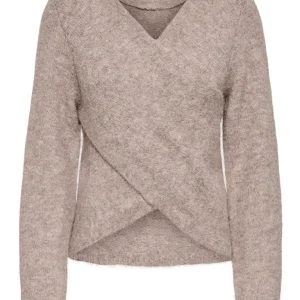 Onlzaggie Life Ls V-necck Reversib Knt - Bruin Melee