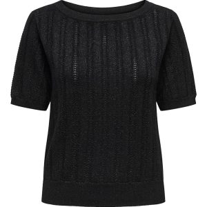 Jdybeauty S/s Boat Neck Glitter Pull Knt - Zwart