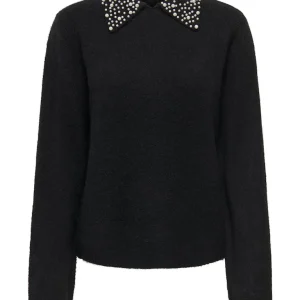Jdyaubray Life L/s Pearl Collar Pull Knt - Zwart