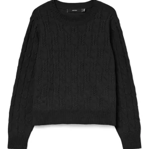 Vmaries Ls O-neck Cable Pullover Bf - Zwart