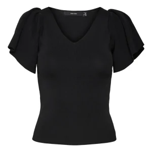 Vmginny Ss V-neck Pullover Noos - Zwart