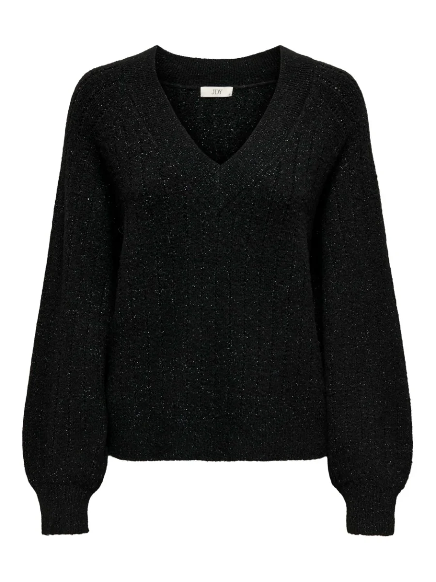 Jdyaspen Life L/s Lurex V-neck Pull - Zwart - Afbeelding 2