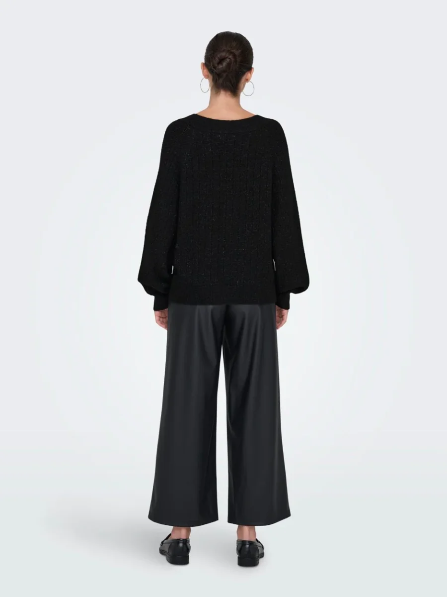 Jdyaspen Life L/s Lurex V-neck Pull - Zwart - Afbeelding 5