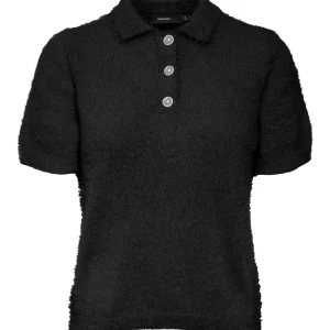 Vmbess Ss Short Polo Neck Pullover - Zwart