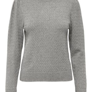 Onlkatia Ls Puff O-neck Cc Knt - Grijs