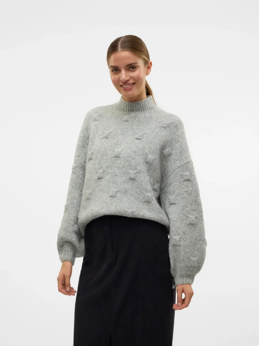 Vmgail Ls Highneck Pullover - Lichtgrijs - Afbeelding 3