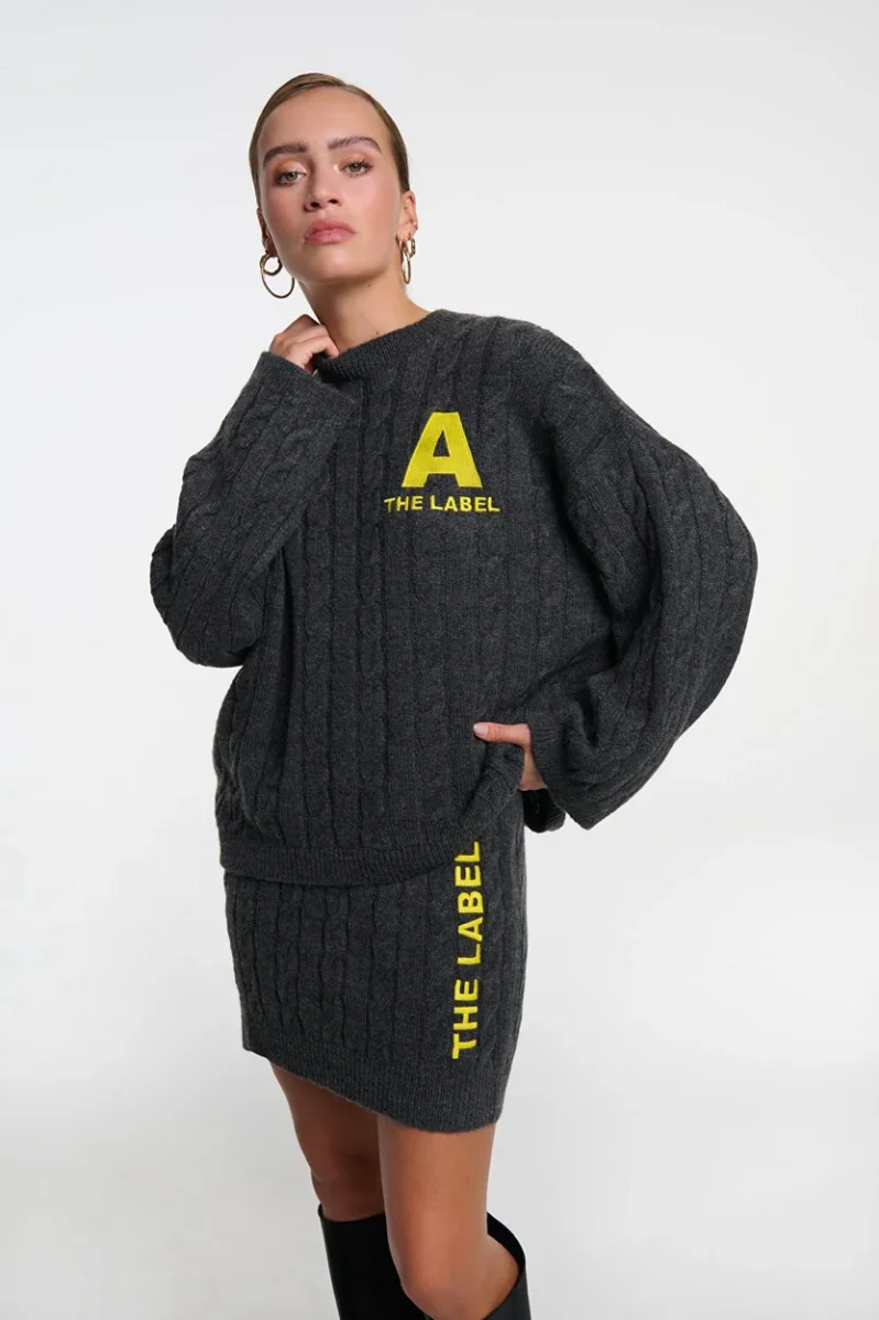 Cropped Cable Jumper - Antraciet - Afbeelding 4