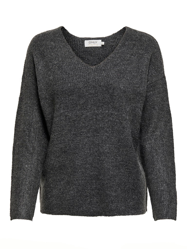 Onlcamilla V-neck L/s Pullover Knt Noos - Antraciet - Afbeelding 2