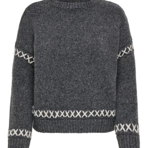 Onlamanda Life Ls O-neck Detail Cc - Antraciet