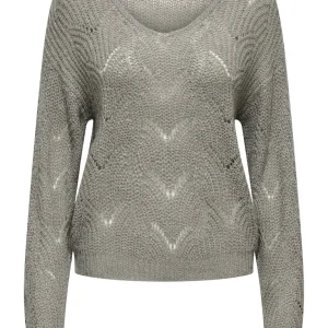 Jdybadut L/s V-neck Struc Glitt Pull Knt - Grijs Melee