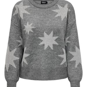 Onlrosie Ls O-neck Glitter Knt - Grijs Dessin