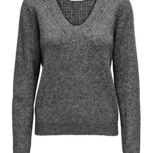 Jdysilja L/s V-neck Struc Back Pull - Grijs Dessin