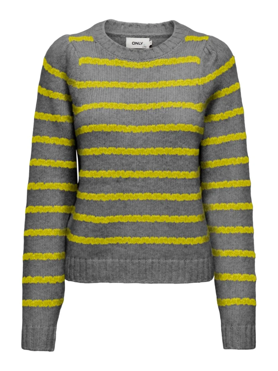 Onlsiloma Life Stripe Ls O-neck Kn - Grijs Dessin - Afbeelding 2