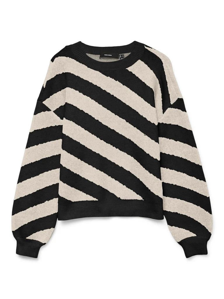 Vmlara Ls O-neck Pullover Boo Rep - Zwart Dessin