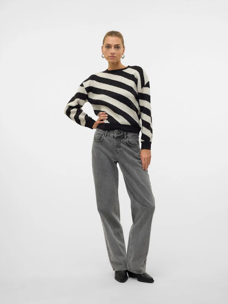 Vmlara Ls O-neck Pullover Boo Rep - Zwart Dessin - Afbeelding 5