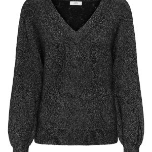 Jdyaspen Life Ls V-neck Pullover Knt - Zwart Dessin