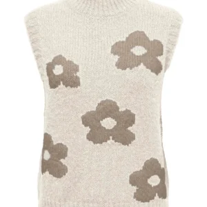 Jdykilian Flower S/l Vest Knt - Ecru Dessin