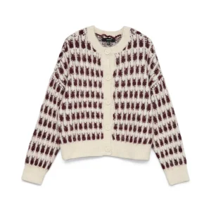 Vmlisa Ls O-neck Cardigan - Ecru Dessin