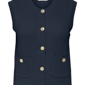 Jdystella S/l O-neck Vest Knt - Blauw