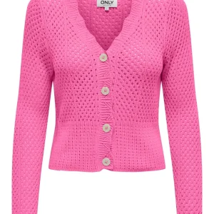 Onlroselia Ls Structure V-neck Card - Framboos