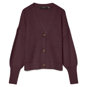 Vmlea Ls V-neck Cuff Cardigan Noos - Bordeaux