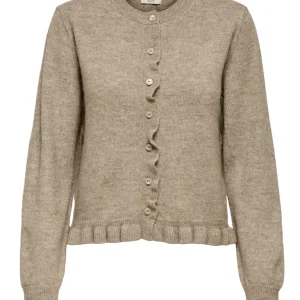 Jdyletty L/s On Frill Cardigan Knt Noos - Licht Bruin