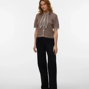 Vmkashia Ss Tie Detail Knit Cardigan - Taupe