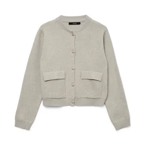 Vmapple Ls O-neck Bomber Cardigan G - Taupe