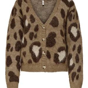 Onledelie Life Ls Jq Cardi V-neck Knt - Bruin Dessin