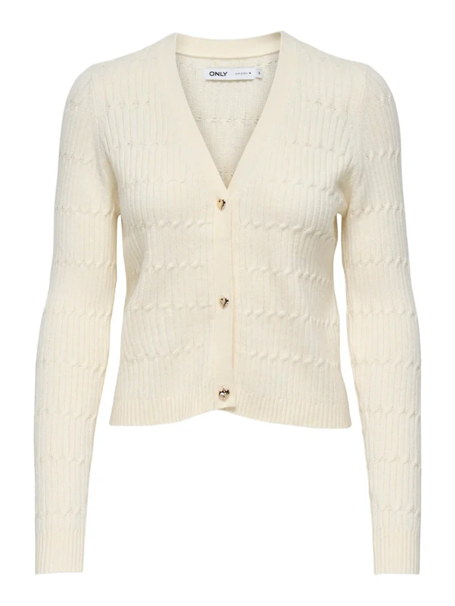 Onlkatia Ls Cable V-neck Cardi Knt - Lichtgrijs