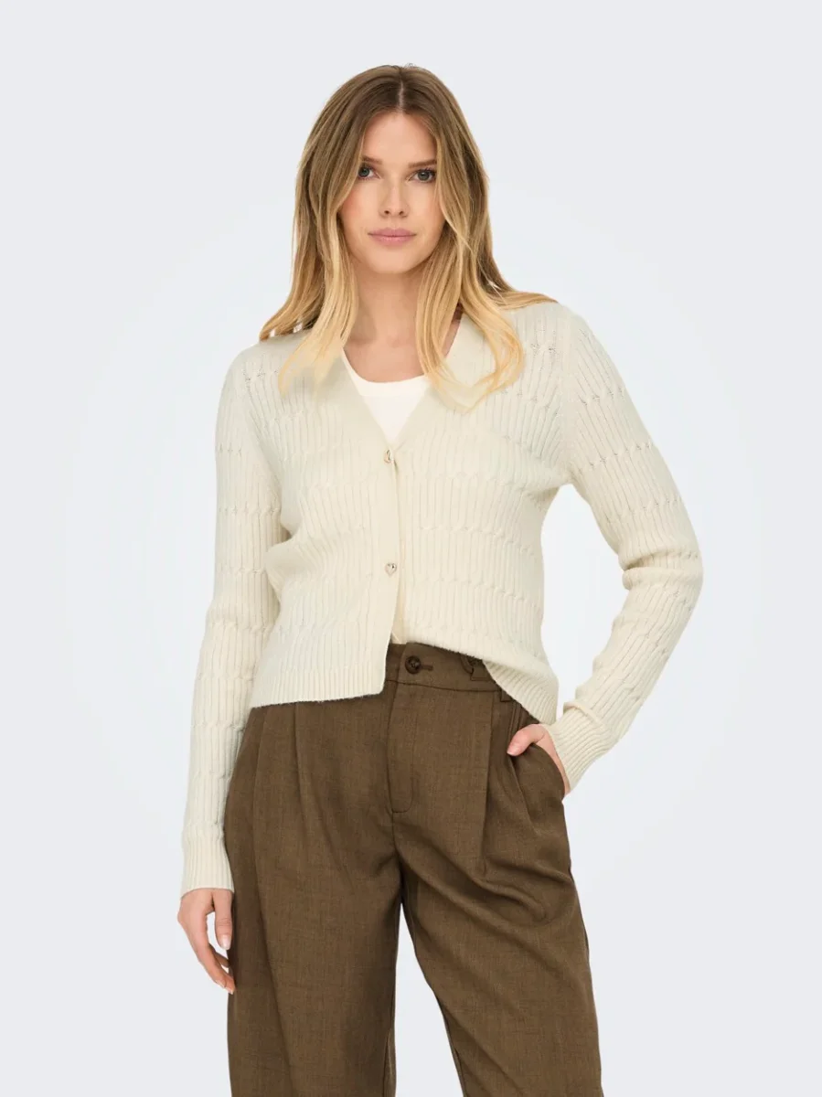 Onlkatia Ls Cable V-neck Cardi Knt - Lichtgrijs - Afbeelding 4