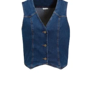 Jdyclaudia Sl Waistcoat Dnm - Blue Denim