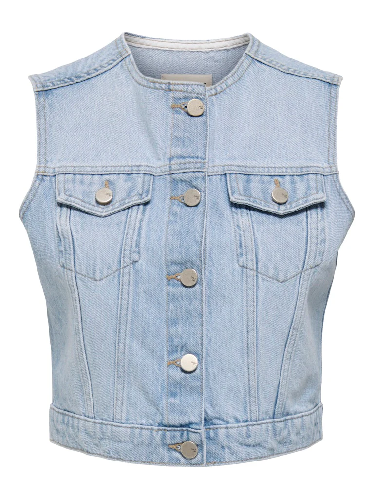 Onlfeliz Dnm Waistcoat Round Collar Tai - Blue Denim - Afbeelding 2
