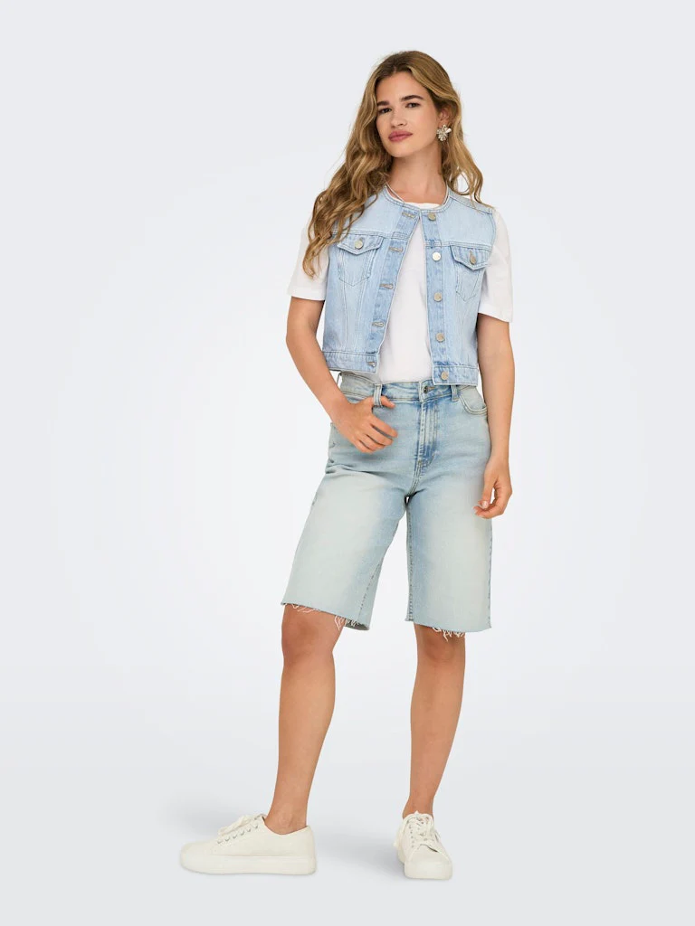 Onlfeliz Dnm Waistcoat Round Collar Tai - Blue Denim - Afbeelding 6