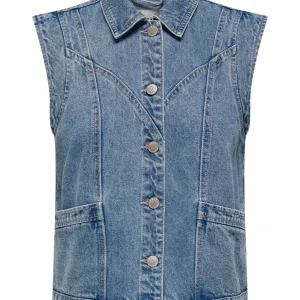 Onlkennedy Sl Dnm Waistcoat Bj - Blue Denim