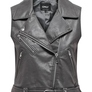 Onlvera Faux Leather Waistcoat Otw - Antraciet