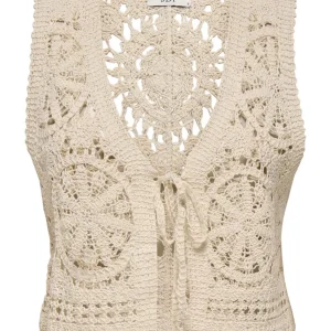 Jdyvic Sl V-neck Tie Vest - Ecru