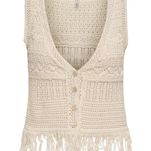 Onlalix Life Sl Fringe Waistcoat Knt - Ecru
