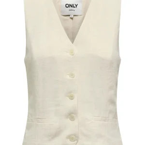 Onliris-siesta S/l Linen Bl Vest Tl - Beige