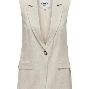 Onlagnes S/l Linen Bl Mel Vest Tlr - Beige