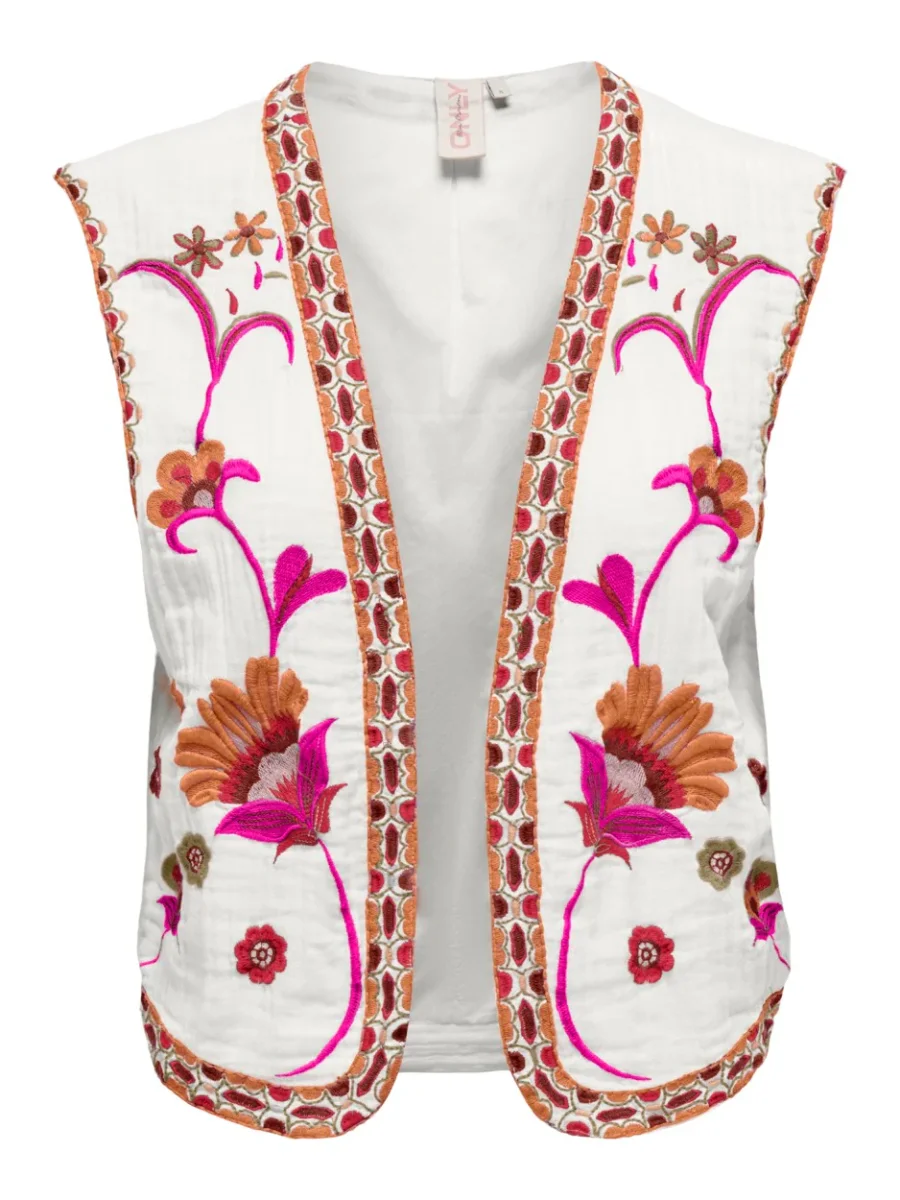 Onlthyra Life Sl Emb Vest Wvn Cs - Wit Dessin - Afbeelding 2