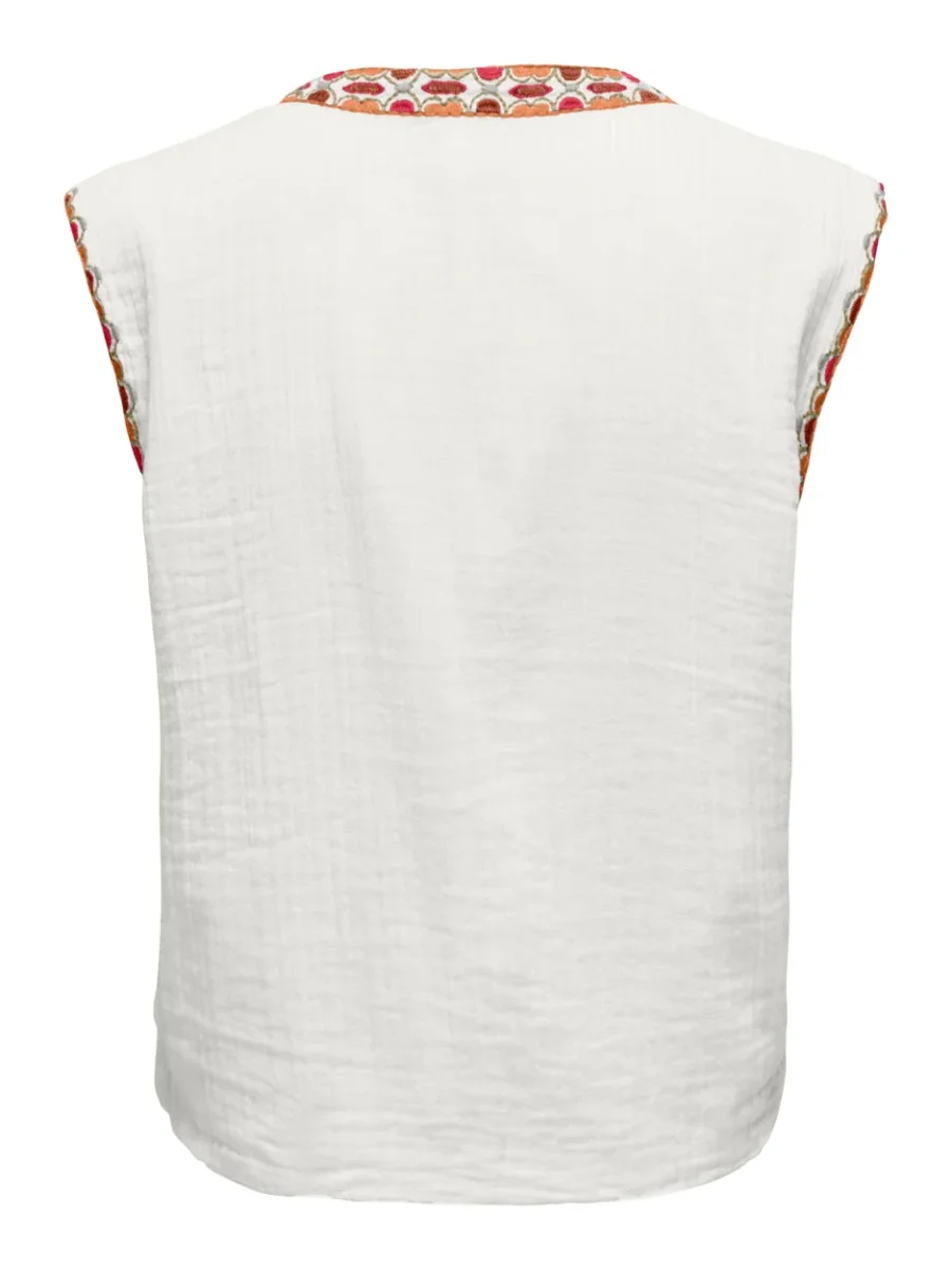 Onlthyra Life Sl Emb Vest Wvn Cs - Wit Dessin - Afbeelding 3